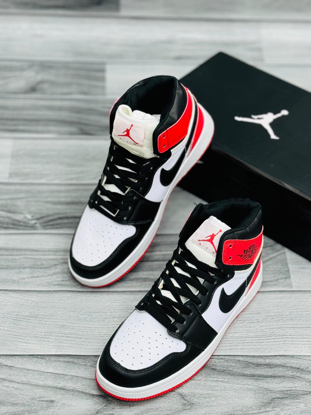 Black, White & Red High-Top Sneakers – Bold Streetwear Icon