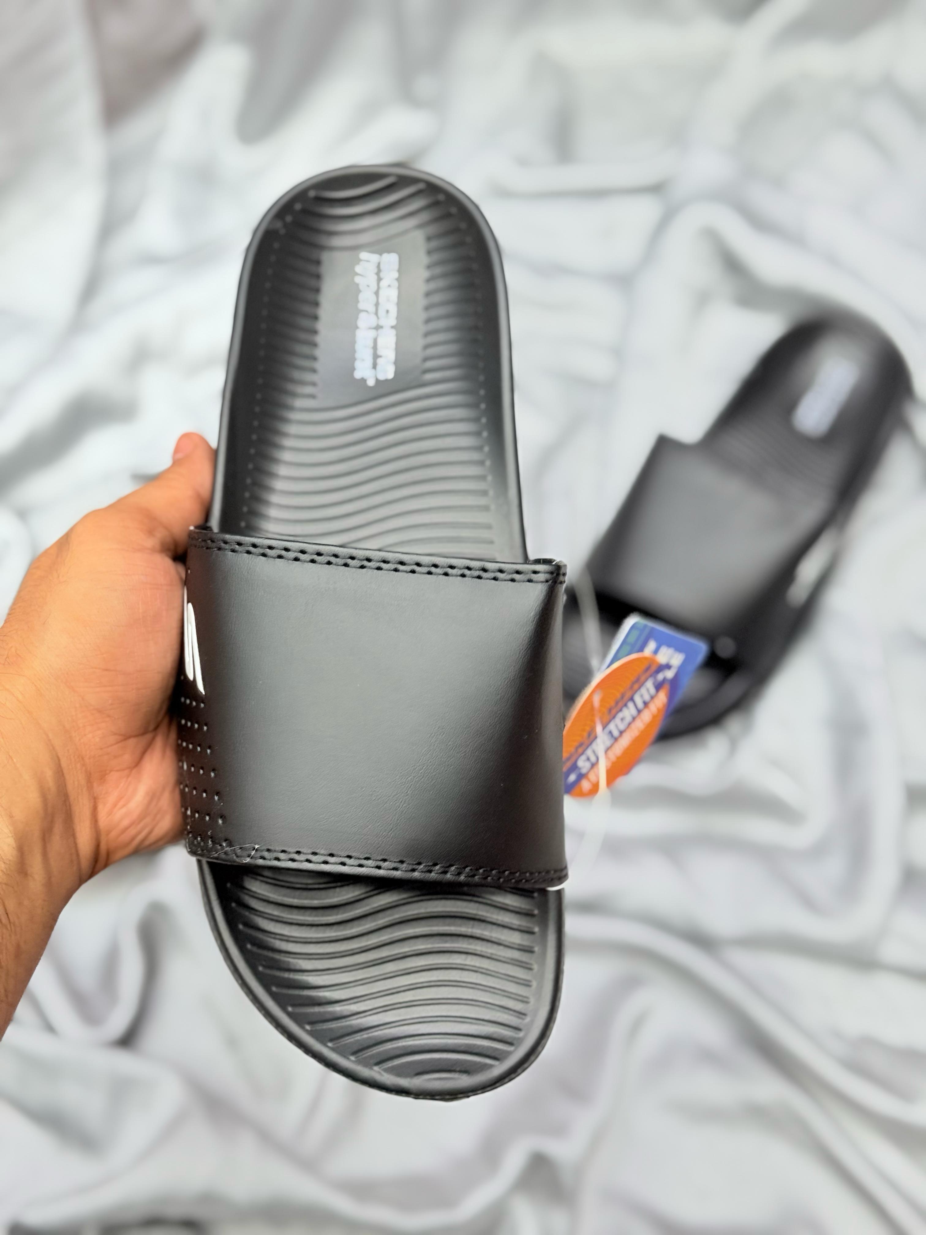 Skechers Premium Comfort Slides – Black Vibe