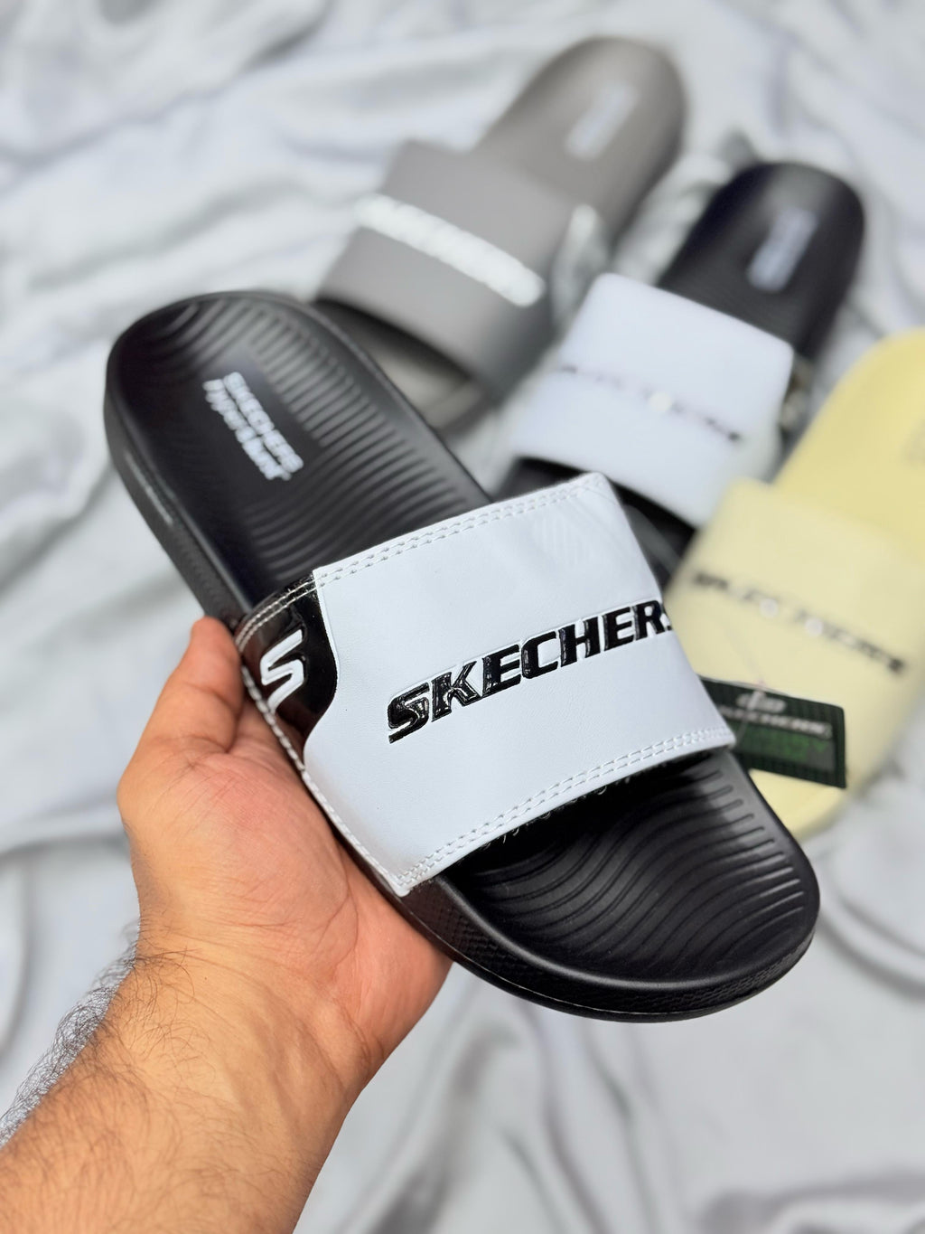 Skechers Premium Slides – Black & White