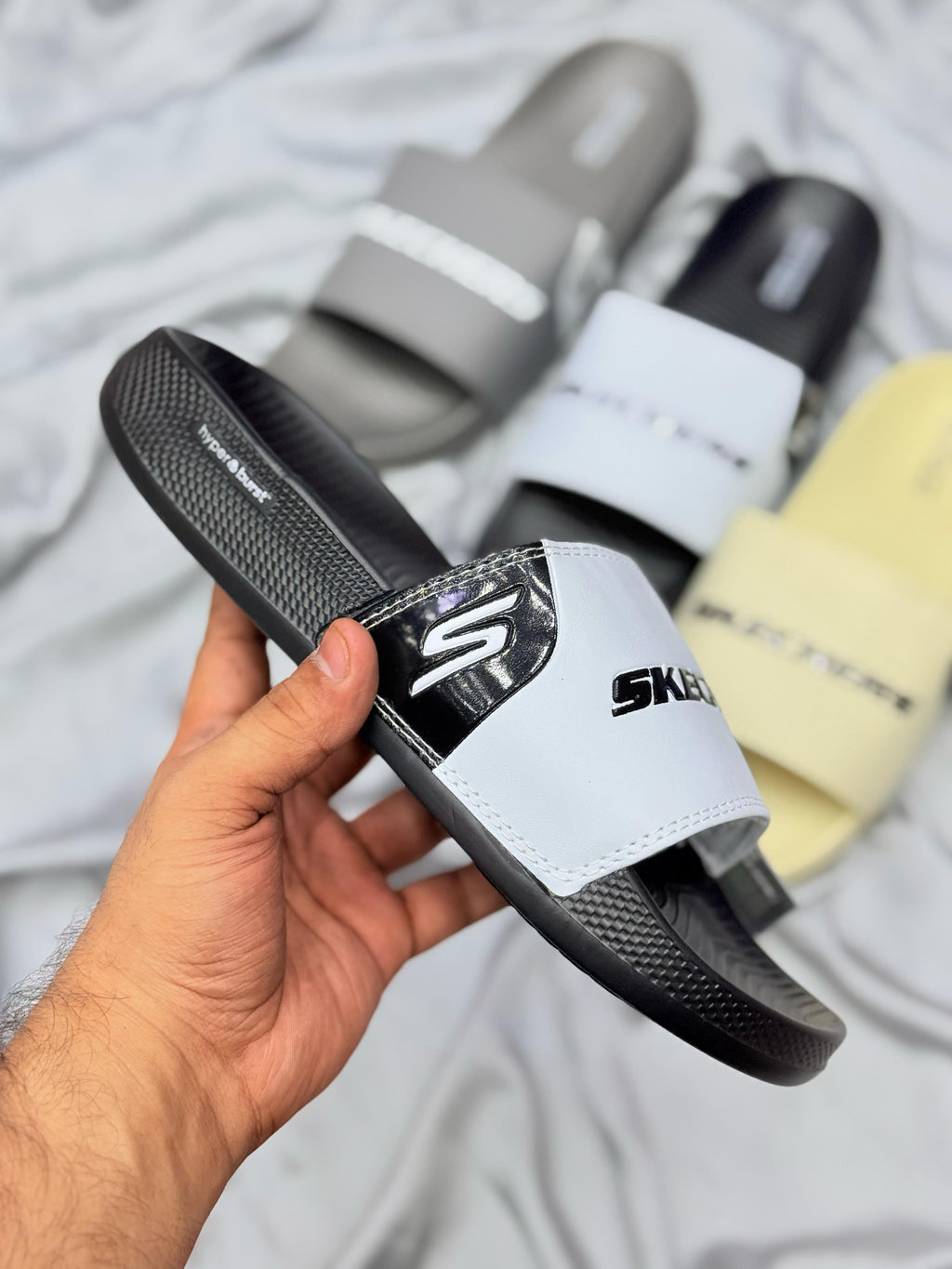 Skechers Premium Slides – Black & White