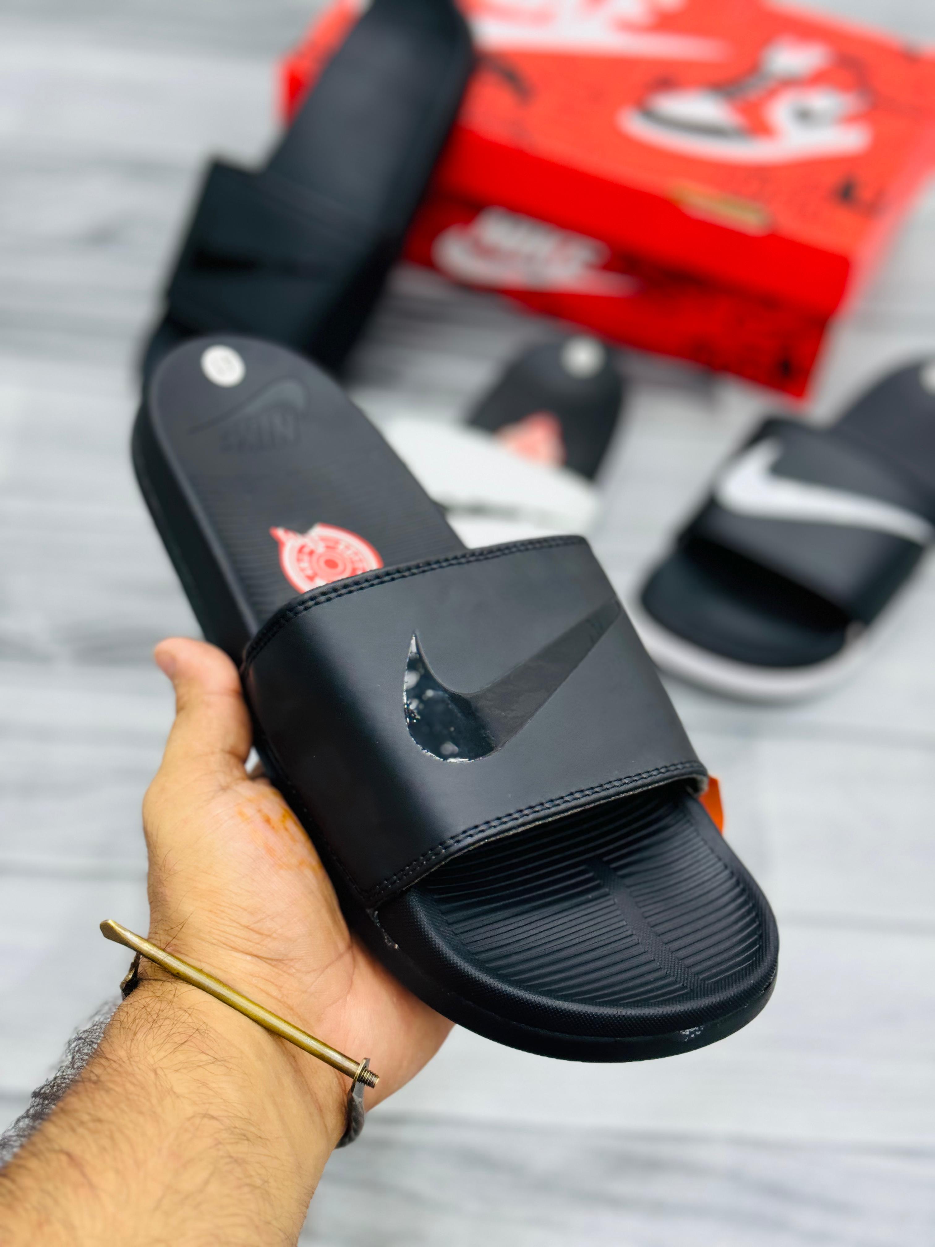 Nike Benassi Swoosh Slides – Black & White