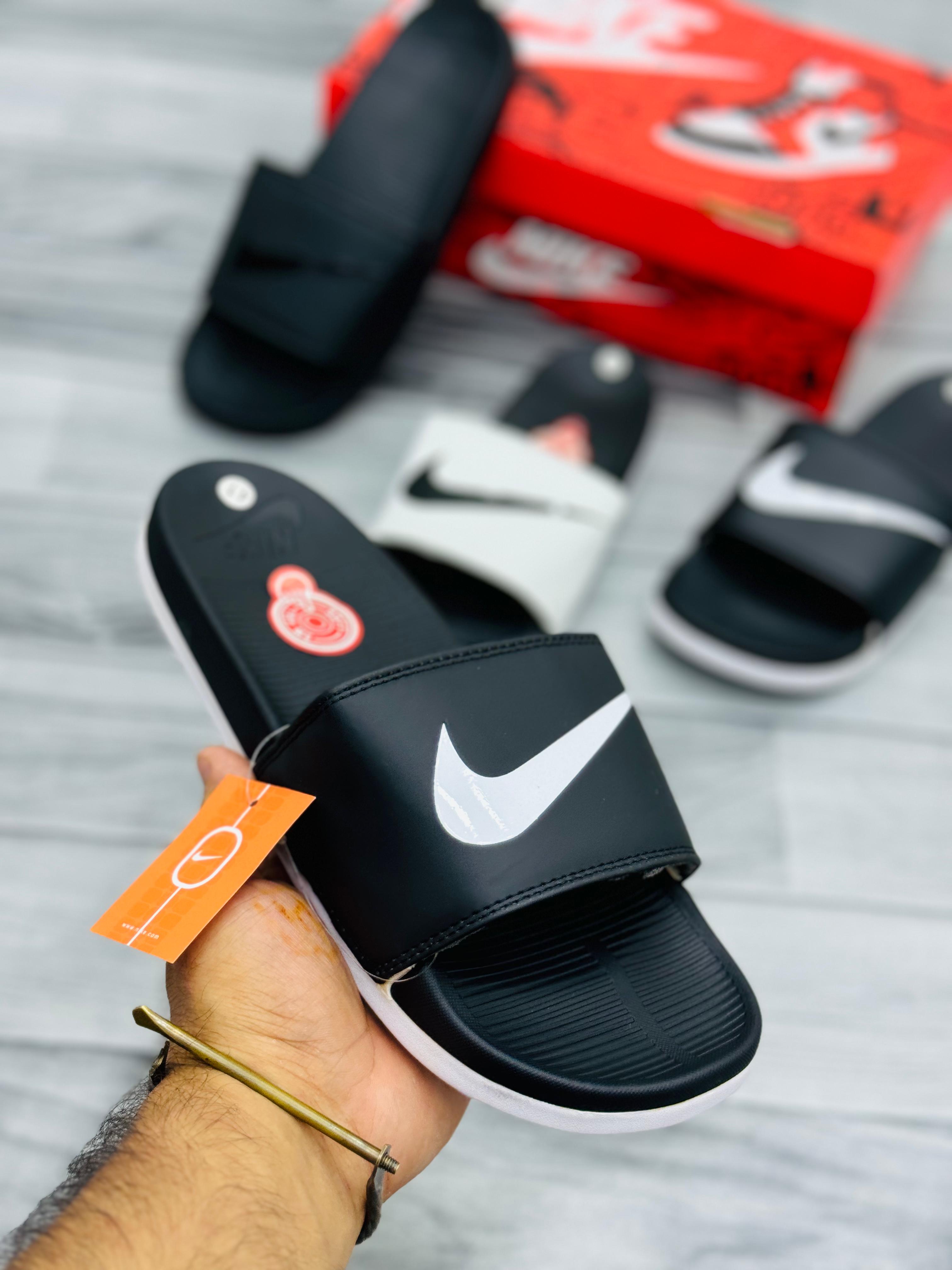 Nike Benassi Swoosh Slides – Black & White