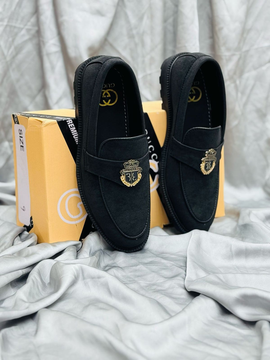 Men’s Luxury Suede Loafers with Gold Buckle