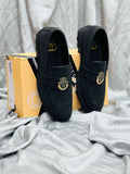 Men’s Luxury Suede Loafers with Gold Buckle