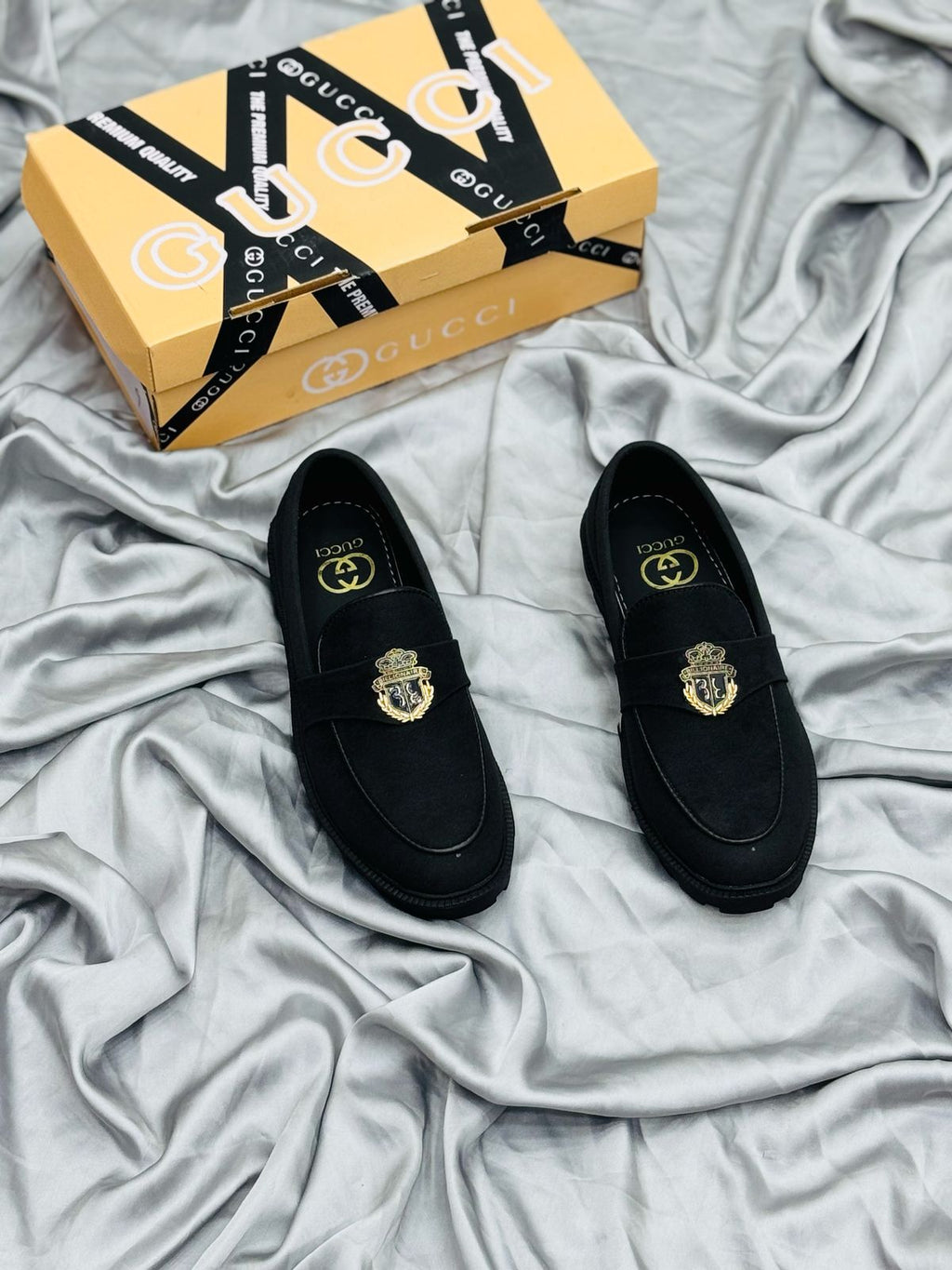 Men’s Luxury Suede Loafers with Gold Buckle