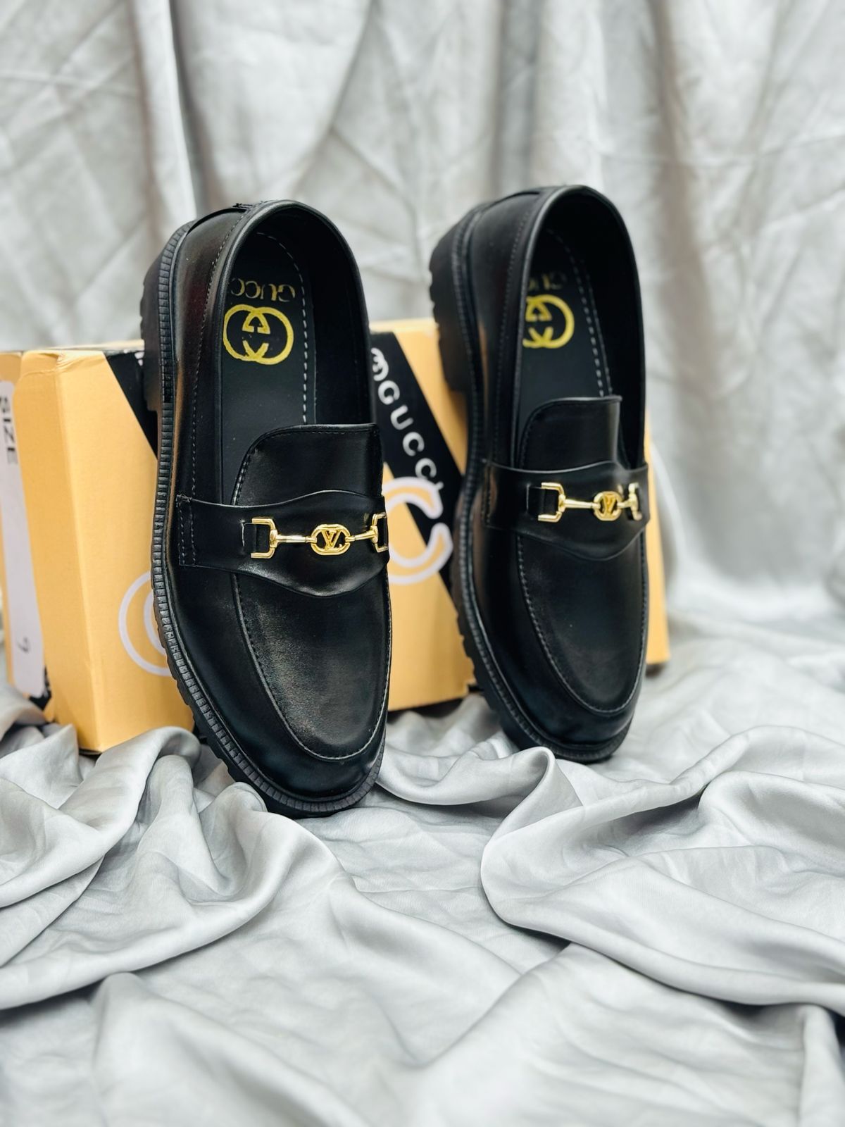 Men's Luxury Suede Loafers with Gold Buckle